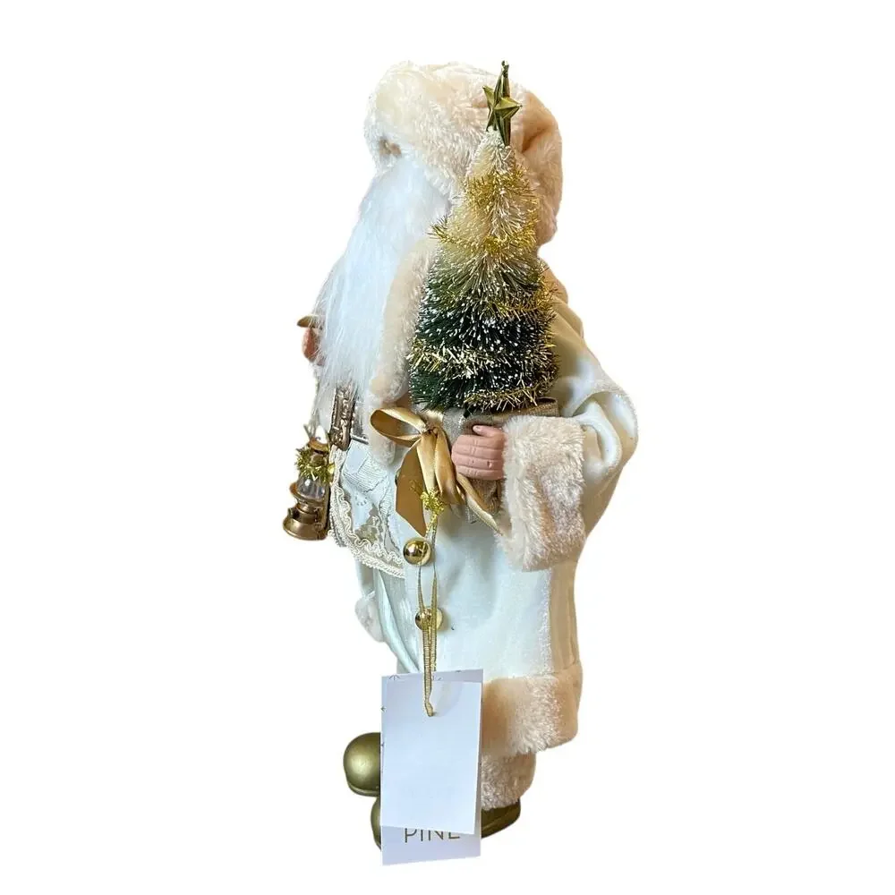 34th & Pine 18in Gold Ivory Standing Santa Figurine Christmas Holiday Glam New